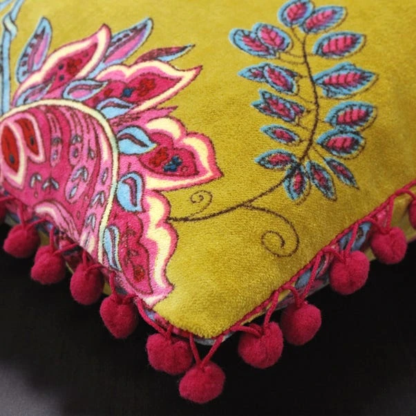 Paoletti Malisa Lemon Floral Velvet Cushion - Image 2