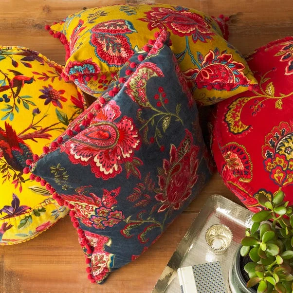 Paoletti Malisa Lemon Floral Velvet Cushion - Image 4