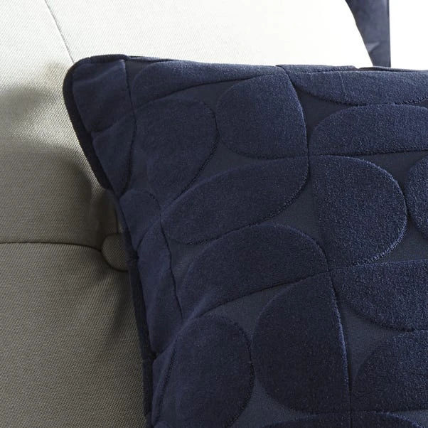 Elements Sten Geometric Velour Navy Cushion - Image 2