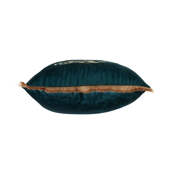 Dunelm Three Monkeys Teal Velvet Cushion - Image 4