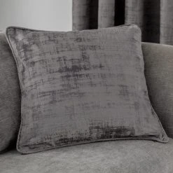 Dunelm Ruben Grey Velvet Cushion