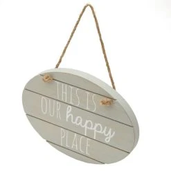 Dunelm Grey Happy Place Hanging Plaque