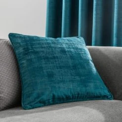 Dunelm Ruben Velvet Teal Cushion