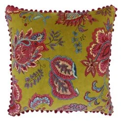 Paoletti Malisa Lemon Floral Velvet Cushion