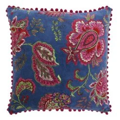 Paoletti Malisa Blue Floral Velvet Cushion