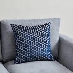 Dunelm Cut Velvet Polka Dot Navy Cushion