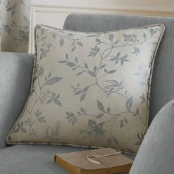 Bird Trail Jacquard Duck Egg Cushion