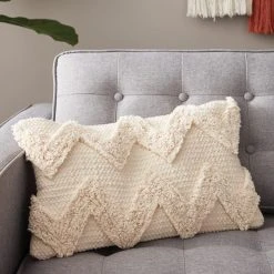 Dunelm Zig Zag Natural Cushion