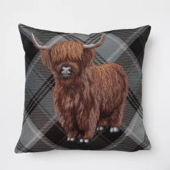 Dunelm Highland Cow Tapestry Cushion