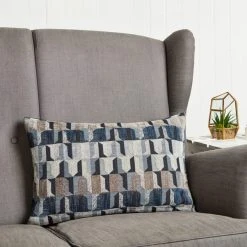 Dunelm Regent Navy Geometric Cushion