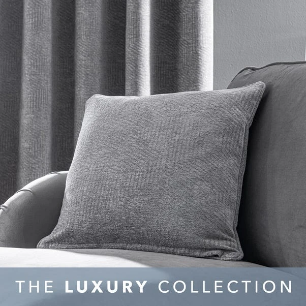 Dunelm Chenille Geo Grey Cushion