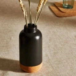 Dunelm Cork Ceramic Vase 20cm Black
