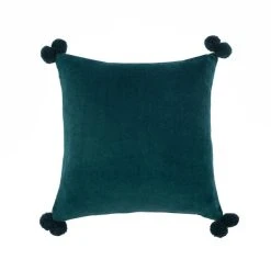 Dunelm Clara Velvet Square Pom Pom Cushion