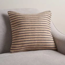 Dunelm Jute Navy Stripe Cushion