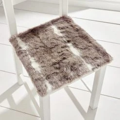 Dunelm Faux Fur Natural Square Seat Pad