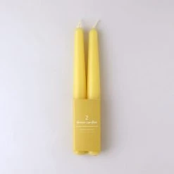 Dunelm Pack Of 2 Yellow Taper Candles