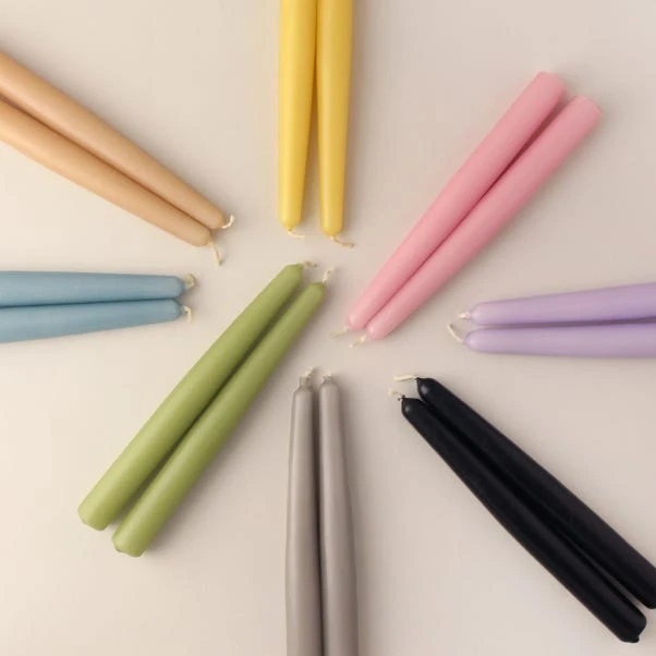 Dunelm Pack Of 2 Yellow Taper Candles - Image 2