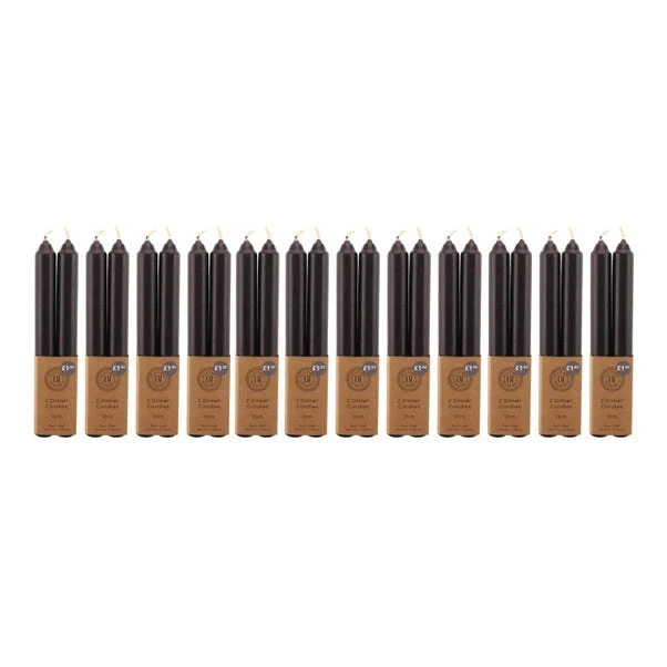 Dunelm Pack Of 2 Dinner Candles Black Set Of 12