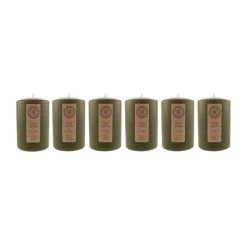 Dunelm Pack Of 6 Olive Pillar Candles