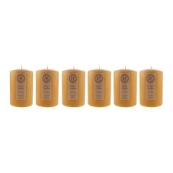 Dunelm Pack Of 6 Old Gold Pillar Candles