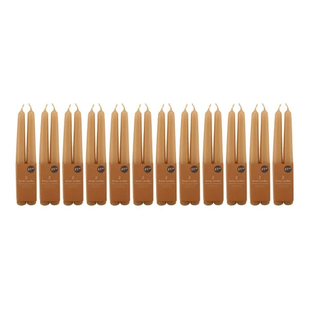 Dunelm Pack Of 2 Taper Candles Brown Set Of 12