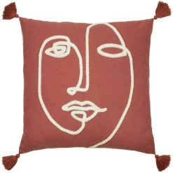 Dunelm Uno Face Cushion Red Clay