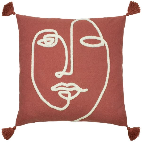 Dunelm Uno Face Cushion Red Clay