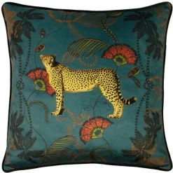 Dunelm Tropica Cheetah Cushion Teal