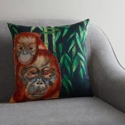 Dunelm Orangutan Jungle Print Cushion