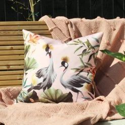 Riva Home Cranes Blush And Forest Outdoor Cushion