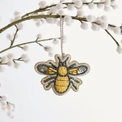 Dunelm Beaded Hanging Bee Decoration