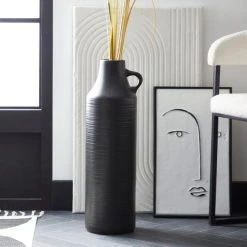 Dunelm Ceramic Black Vase 60cm