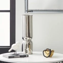 Dunelm Ceramic Curves Vase Silver 35cm