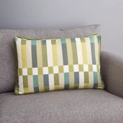 Dunelm Block Stripe Green Cushion