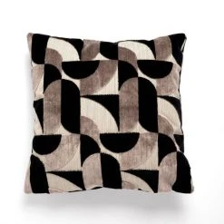 Dunelm Curves Cut Velvet Geometric Black Cushion