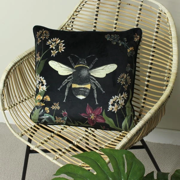 Evans Lichfield Midnight Garden Bee Cushion
