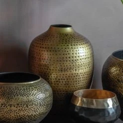 Cedar & Sage Kem Antique Brass Vase