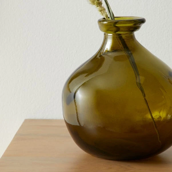 The Edited Life Recycled Glass Vase 18cm Olive - Image 2