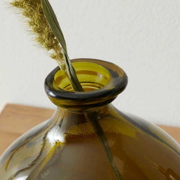 The Edited Life Recycled Glass Vase 18cm Olive - Image 3