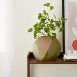 Elements Sculpted Green Round Large Vase