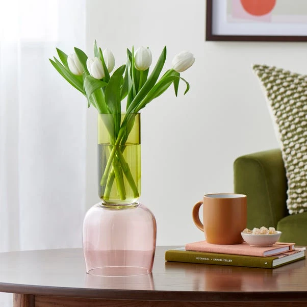 Elements Sculpt Two Tone Green Glass Vase 30cm - Image 2