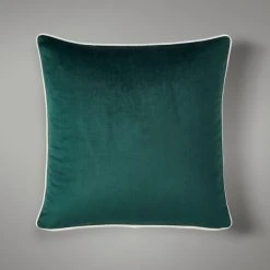 Dunelm Reversible Velour Cushion Emerald