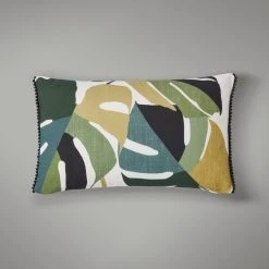 Dunelm Palm Print Cushion Green