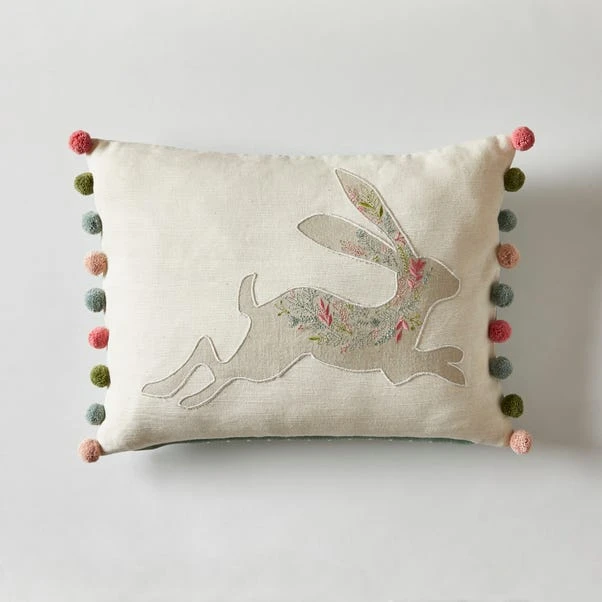 Dunelm Embroidered Hare Cushion - Image 2