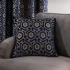 Dunelm Geo Cut Navy Velvet Cushion
