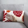 Dunelm Embroidered Tropical Red Leaf Cushion