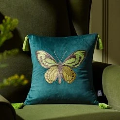 Natural History Museum Embroidered Butterfly Cushion