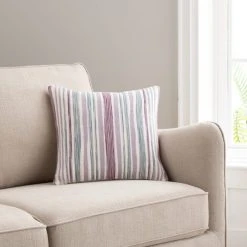 Dunelm Stripe Embroidery Cushion