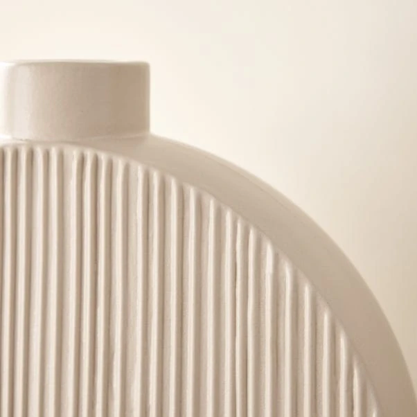 Dunelm Flat Circular Vase 40cm White Sand - Image 2