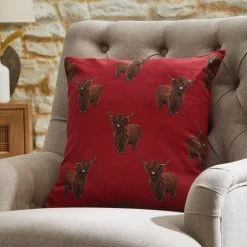 Highland Cow Brushed Cotton Cushion